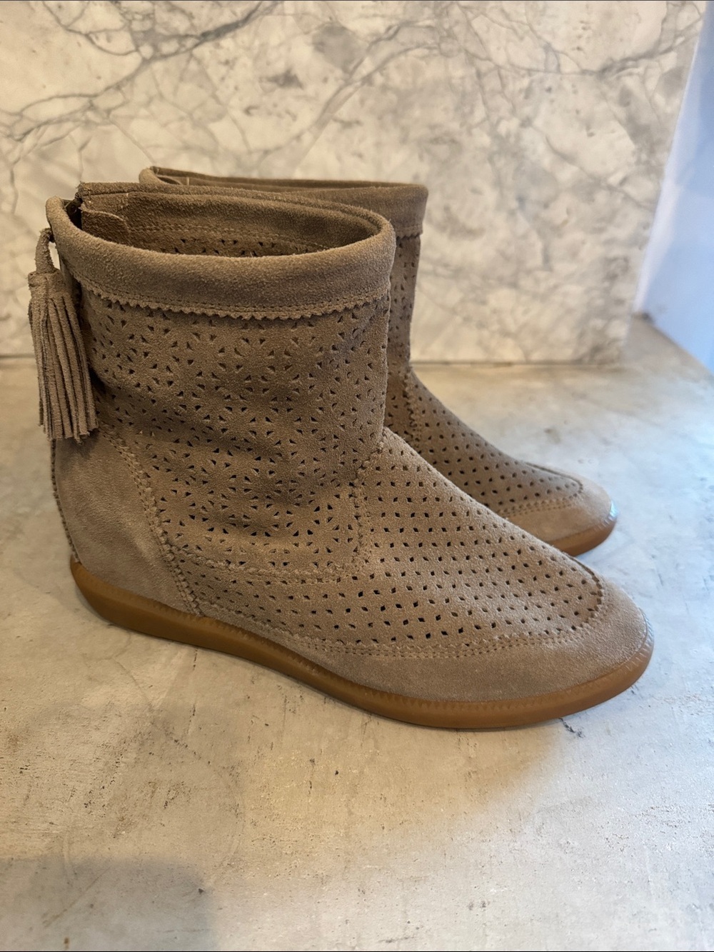 Isabel Marant Basley Suede Tassel Ankle Boots Size 41